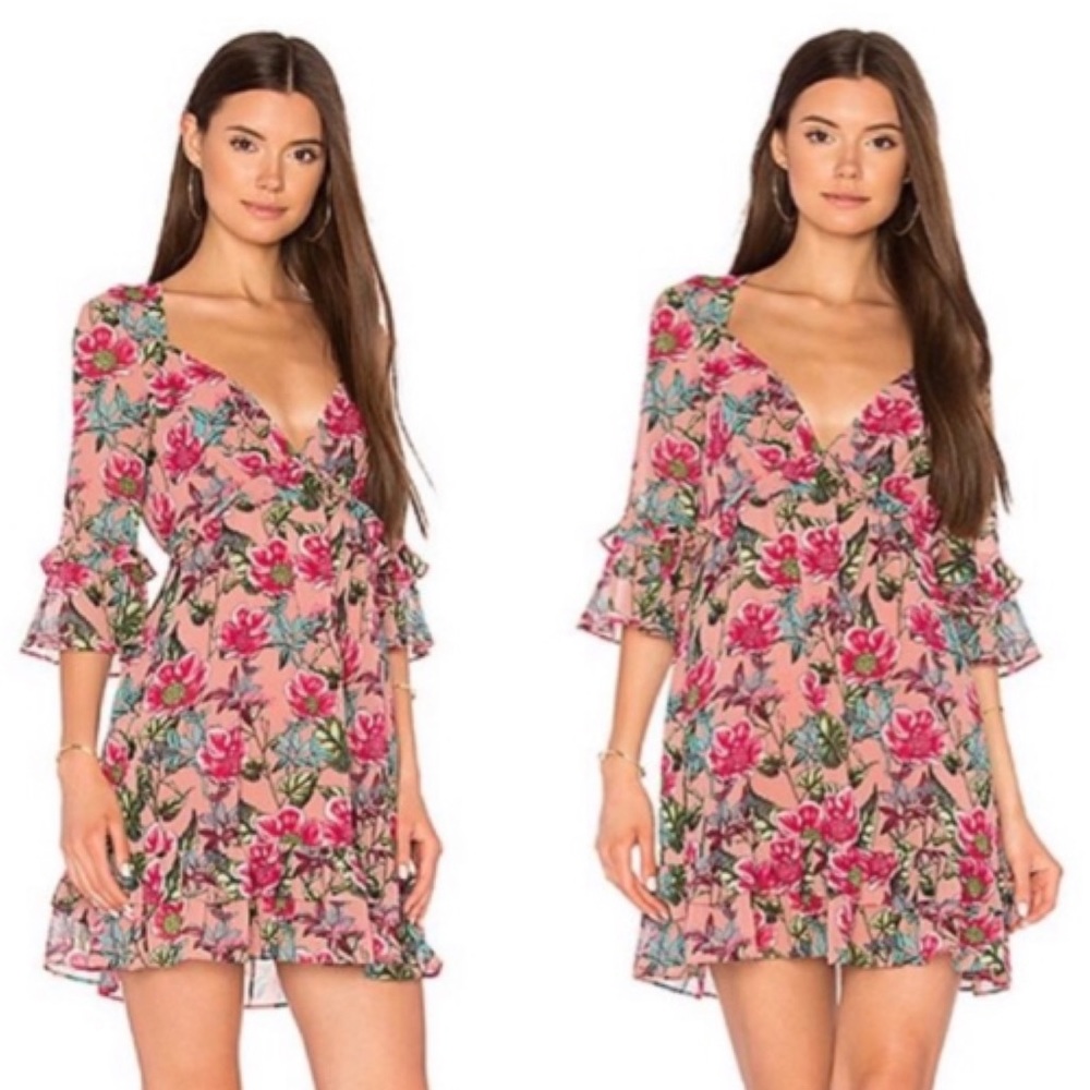 For Love & Lemons Churro Mini Dress Pink Floral